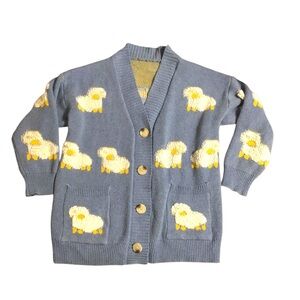 Sheep Lamb Cardigan Button Sweater Blue Lamb Kawaii Cottagecore